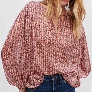 Maje- NWT Red Floral Mini Fleurs Print Longsleeve Blouse
